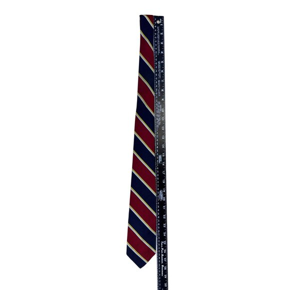 Vintage Brooks Brothers Red & Navy Silk Striped Tie 58" Classic Formal Accessory - Picture 6 of 7